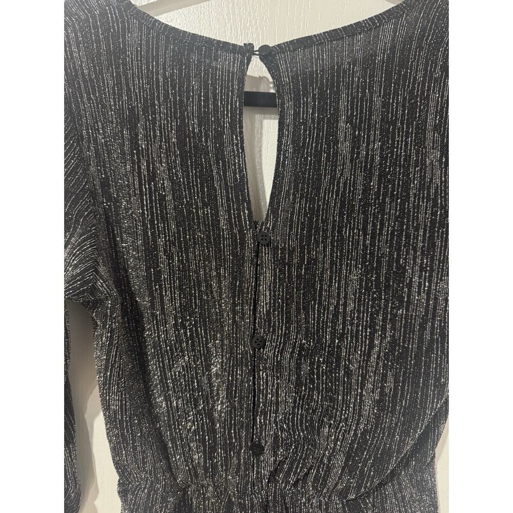 Silver/Black Size Small Romper Sparkle Long Sleeve - Picture 6 of 11